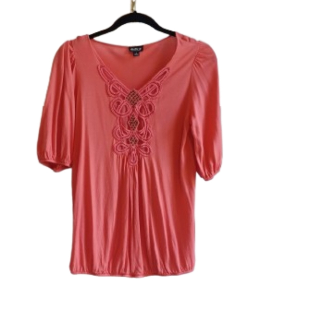 Allen B by Allen Schwartz Lace Top‎ Orange Women's Size Small